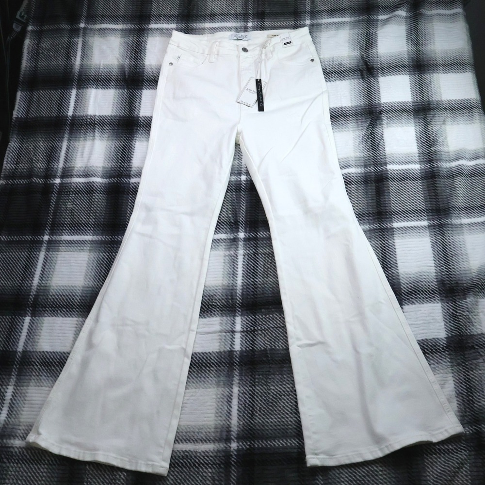 NWT Judy Blue White High Waist Tummy Control Flare Jeans 11/30 JB881081 WHT